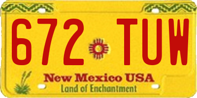 NM license plate 672TUW