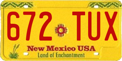 NM license plate 672TUX