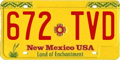 NM license plate 672TVD