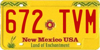 NM license plate 672TVM