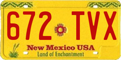 NM license plate 672TVX