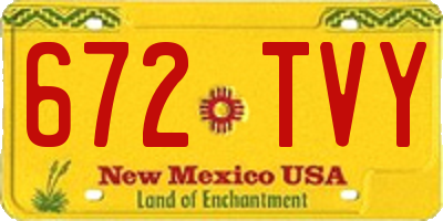 NM license plate 672TVY
