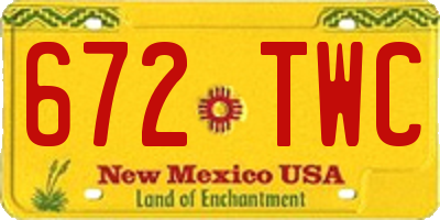 NM license plate 672TWC