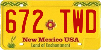 NM license plate 672TWD