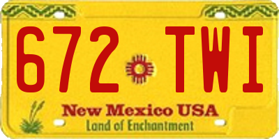 NM license plate 672TWI