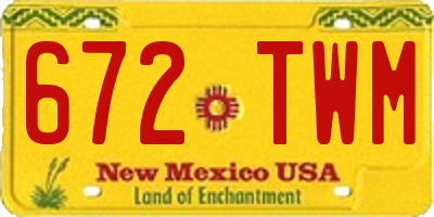 NM license plate 672TWM