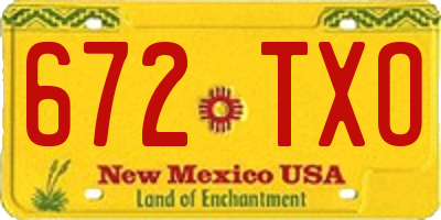 NM license plate 672TXO