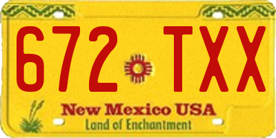 NM license plate 672TXX