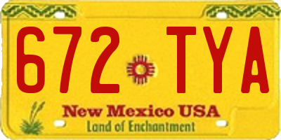NM license plate 672TYA