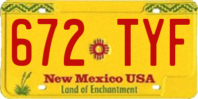 NM license plate 672TYF