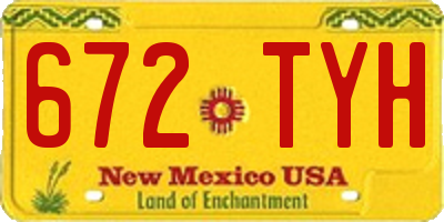 NM license plate 672TYH