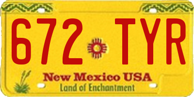 NM license plate 672TYR