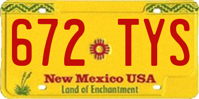 NM license plate 672TYS