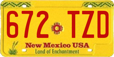 NM license plate 672TZD