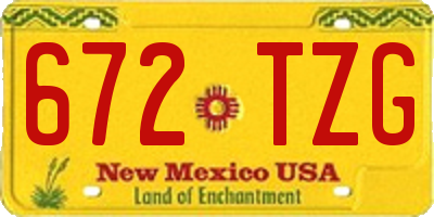 NM license plate 672TZG