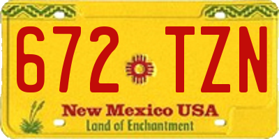 NM license plate 672TZN