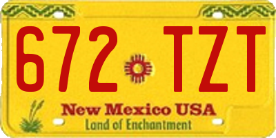 NM license plate 672TZT