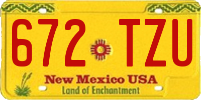 NM license plate 672TZU