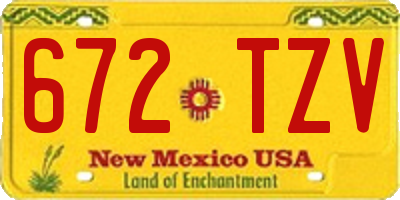 NM license plate 672TZV