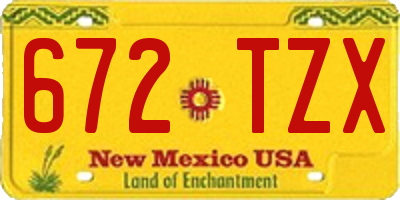 NM license plate 672TZX