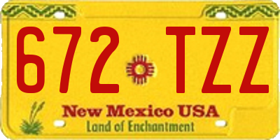 NM license plate 672TZZ