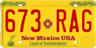 NM license plate 673RAG