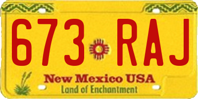 NM license plate 673RAJ