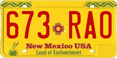 NM license plate 673RAO
