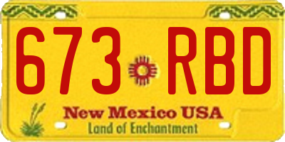 NM license plate 673RBD