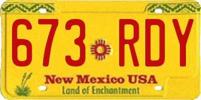 NM license plate 673RDY