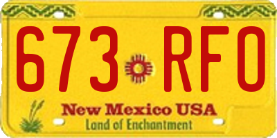 NM license plate 673RFO