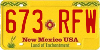 NM license plate 673RFW