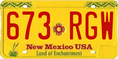 NM license plate 673RGW