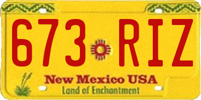 NM license plate 673RIZ