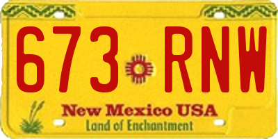 NM license plate 673RNW