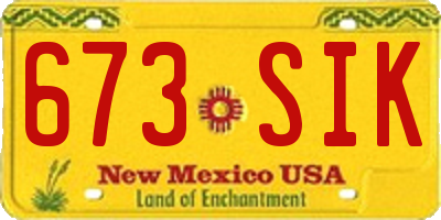 NM license plate 673SIK