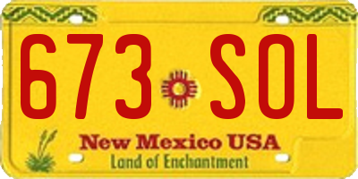 NM license plate 673SOL