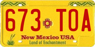 NM license plate 673TOA