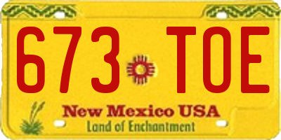 NM license plate 673TOE