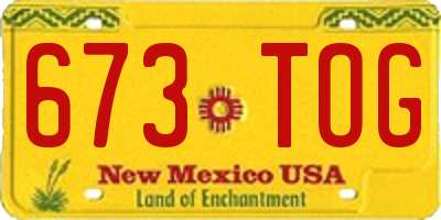NM license plate 673TOG