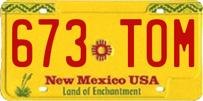 NM license plate 673TOM