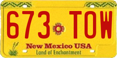 NM license plate 673TOW