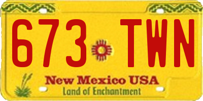 NM license plate 673TWN