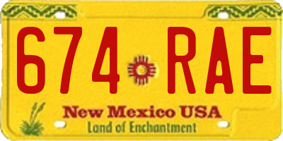 NM license plate 674RAE