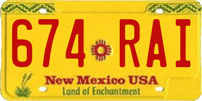 NM license plate 674RAI