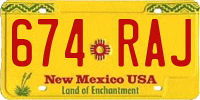 NM license plate 674RAJ