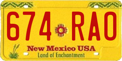 NM license plate 674RAO