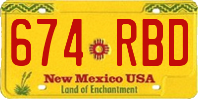 NM license plate 674RBD
