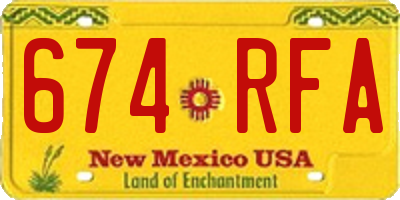 NM license plate 674RFA