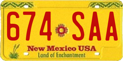 NM license plate 674SAA